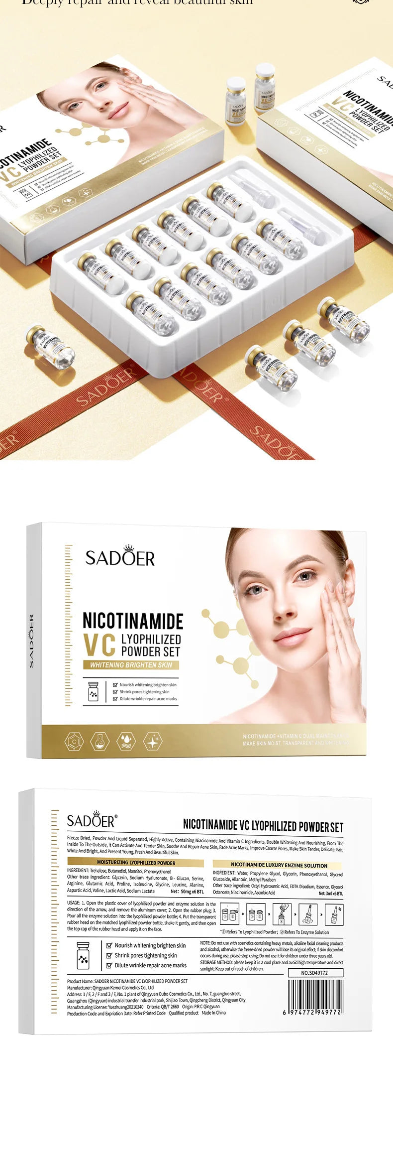 Ampoules of Niacinamide for Whitening and Tightening of Pores